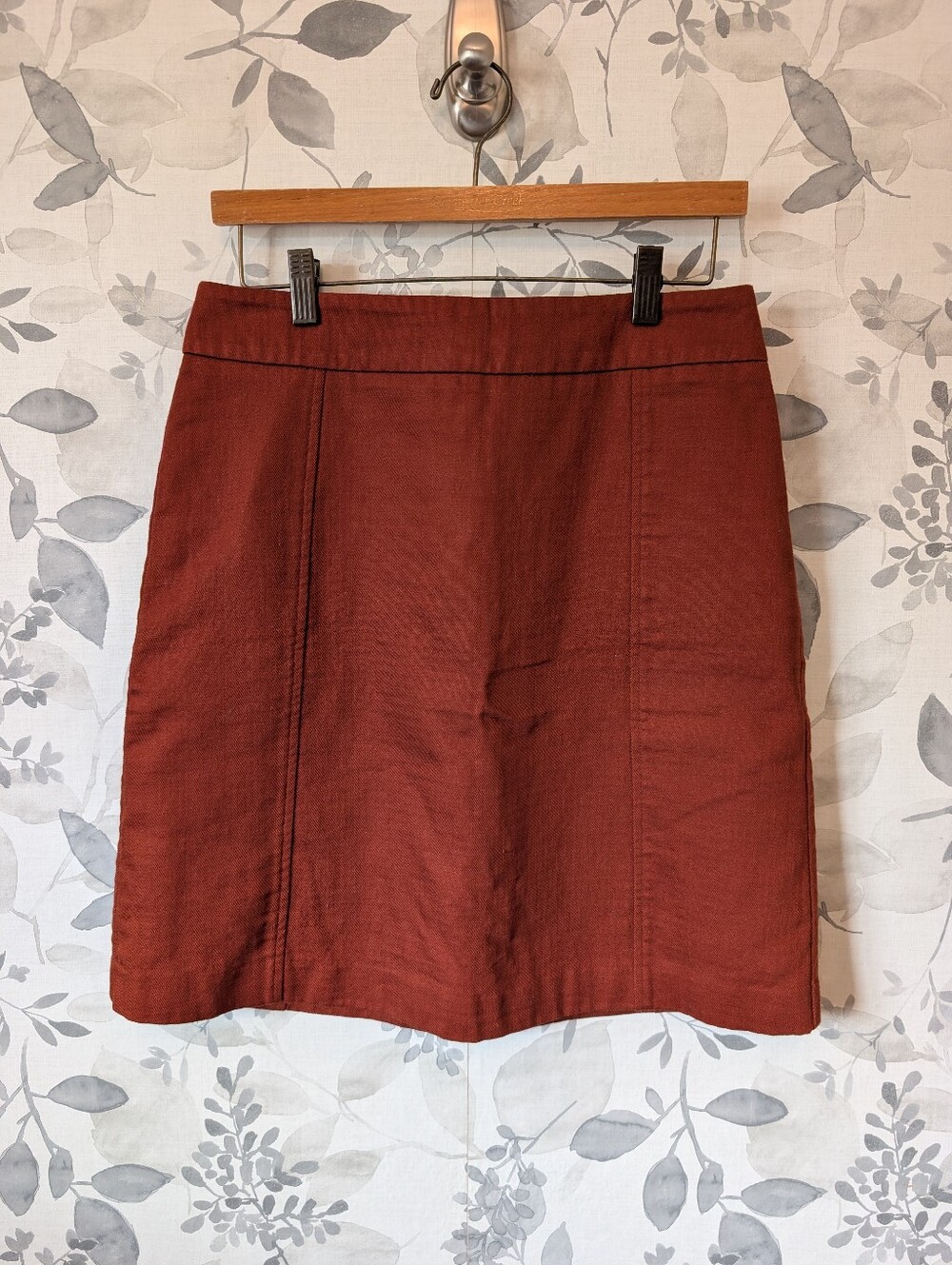 100% Cotton Ann Taylor Burnt Orange A-Line Knee-Length Skirt